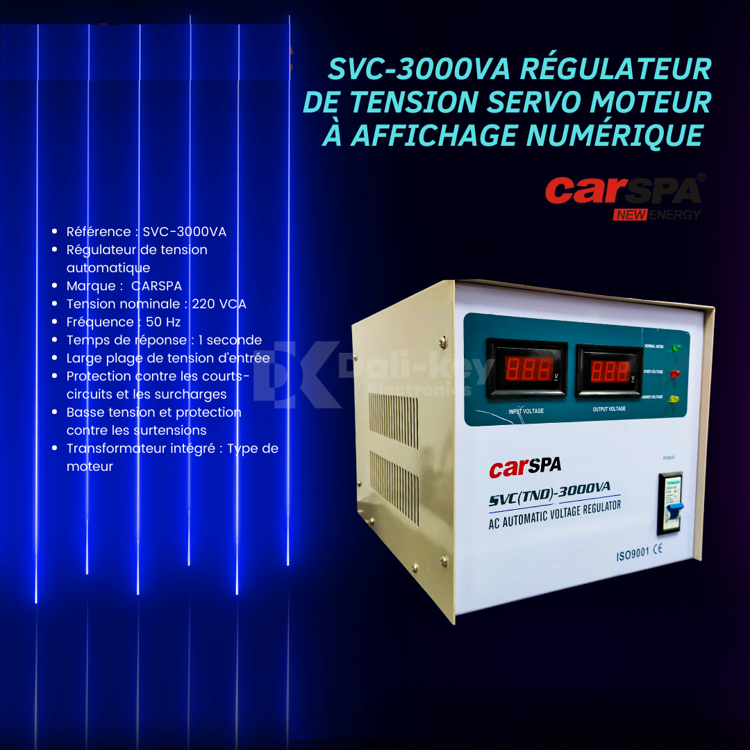 SVC 3000VA Régulateur de tension numérique Dali KeyElectronics