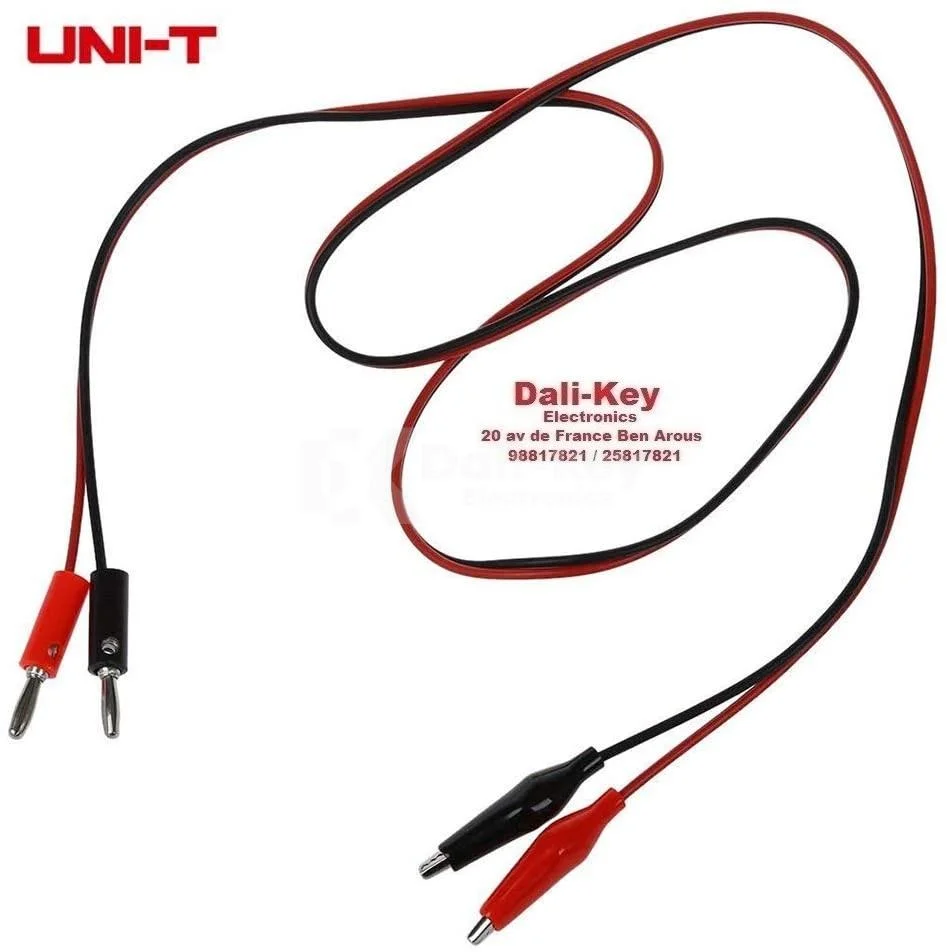 Sonde câble de test rouge noir fiches banane à pince crocodile -  Dali-KeyElectronics