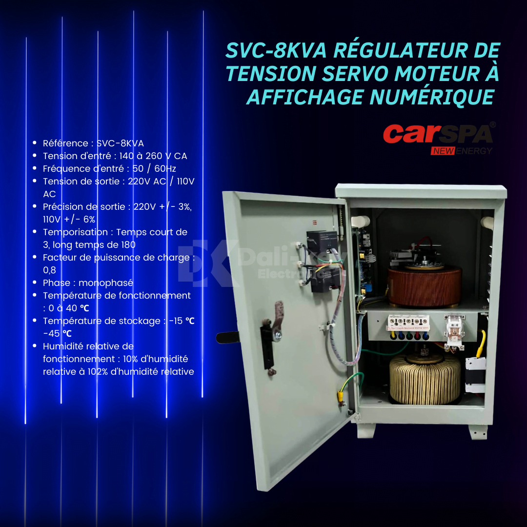 SVC-8KVA Régulateur de tension monophasés automatique