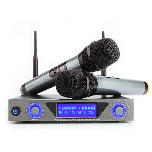 WF-759 Kit récepteur avec 2 microphones professionnel sans fil LCD