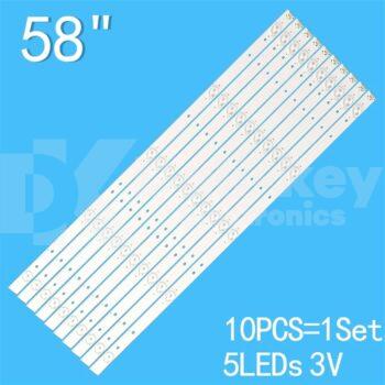 ES-1140 Kit 10 barres 5 LED TV CONDOR 58" LED58K220 / LEDN58K220 / LEDN58K220P