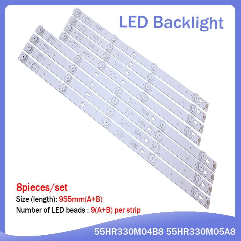 8-Piece LED Backlight Strip Kit For TCL 55" TV Models (55S405, 55S401, 55D2900, Etc.)